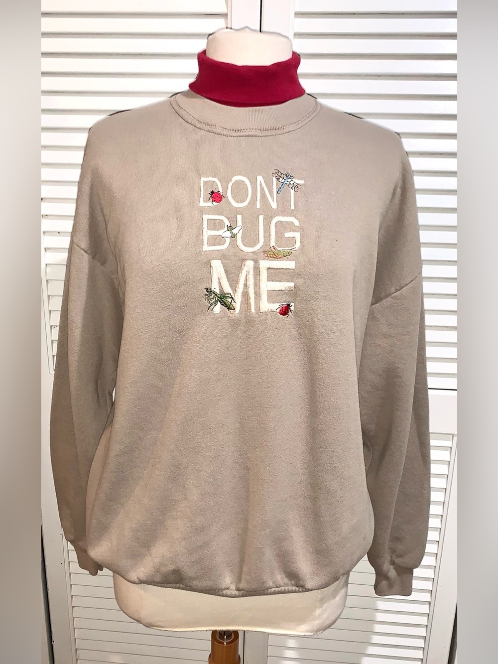 Vintage Gopher Sport Dont Bug Me Insect Embroidered Mock Neck Pullover XL